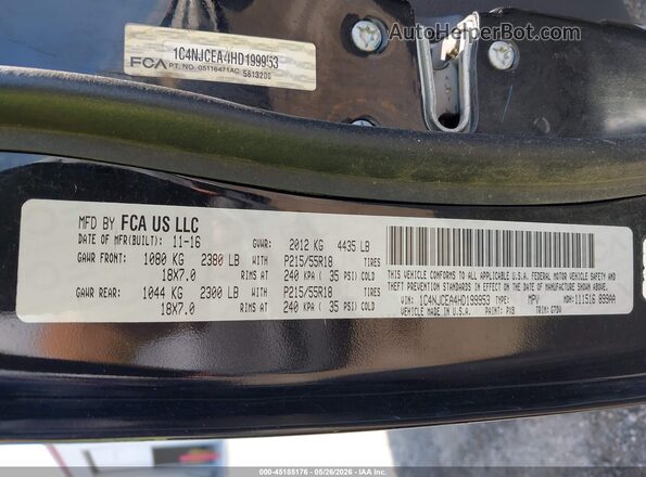 1C4NJCEA4HD199953 2017 JEEP COMPASS Black Engine compartment view