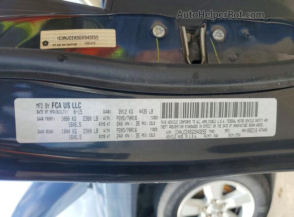 1C4NJCEA5GD543255 2016 JEEP COMPASS Black VIN sticker view