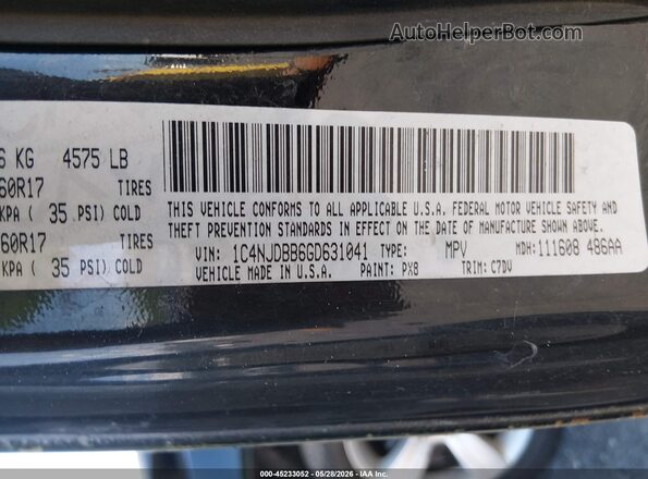 1C4NJDBB6GD631041 2016 JEEP COMPASS Черный Вид подкапотного пространства