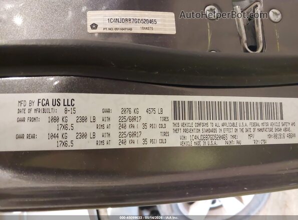 1C4NJDBB7GD520465 2016 JEEP COMPASS Gray Вид підкапотного простору