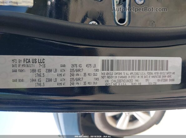 1C4NJDBB7HD104353 2017 JEEP COMPASS Black Вид підкапотного простору