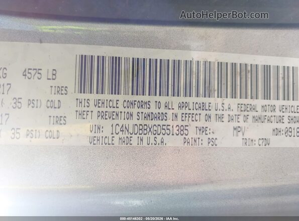 1C4NJDBBXGD551385 2016 JEEP COMPASS Silver Engine compartment view