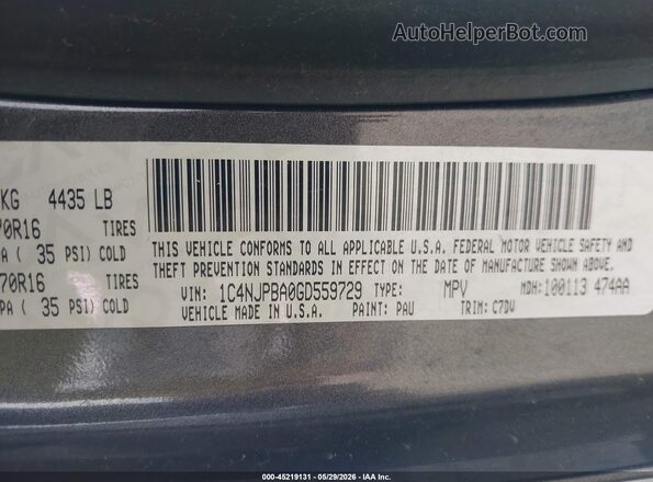1C4NJPBA0GD559729 2016 JEEP PATRIOT Gray Widok komory silnika