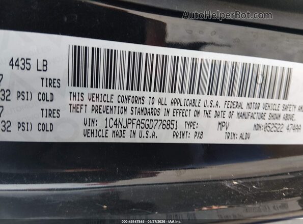 1C4NJPFA5GD776851 2016 JEEP PATRIOT Черный Вид подкапотного пространства