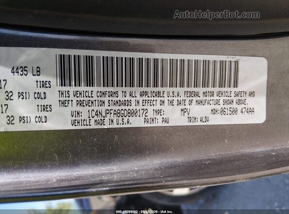 1C4NJPFA8GD800172 2016 JEEP PATRIOT Gray Engine compartment view
