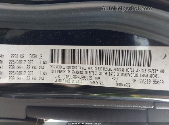 1C4PJLAB0HW596295 2017 JEEP CHEROKEE Black Vista del compartimento del motor