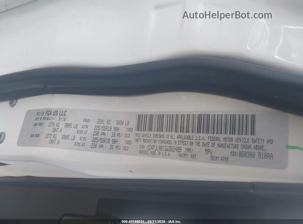 1C4PJLAB1GW352489 2016 JEEP CHEROKEE White ძრავის განყოფილების ხედი