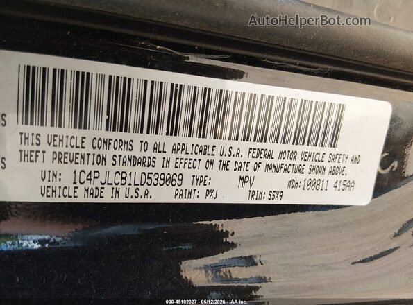 1C4PJLCB1LD539069 2020 JEEP CHEROKEE Black Вид підкапотного простору
