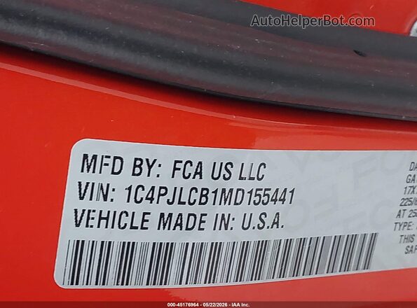 1C4PJLCB1MD155441 2021 JEEP CHEROKEE Оранжевый Вид подкапотного пространства