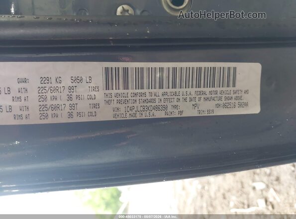 1C4PJLCB3KD486390 2019 JEEP CHEROKEE Синий Вид подкапотного пространства
