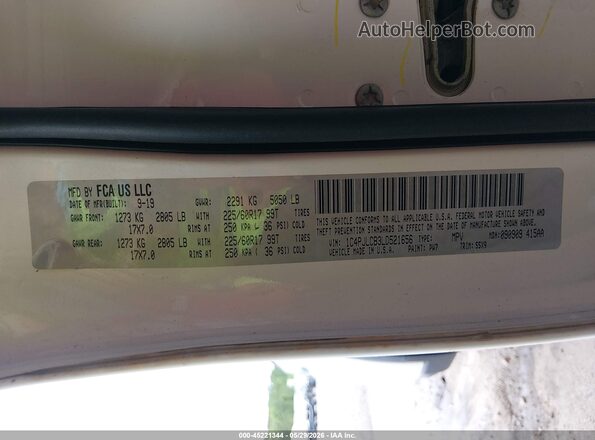 1C4PJLCB3LD521656 2020 JEEP CHEROKEE White Շարժիչի բաժամունքի տեսք