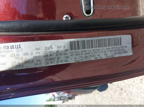 1C4PJLCB4JD605269 2018 JEEP CHEROKEE Красный Вид подкапотного пространства