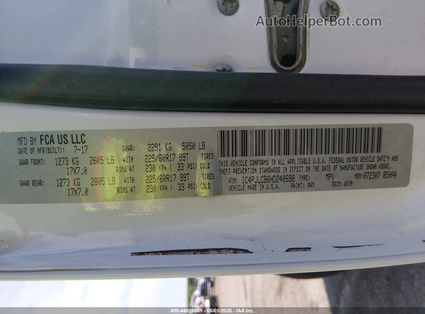 1C4PJLCB6HD240698 2017 JEEP CHEROKEE White Engine compartment view