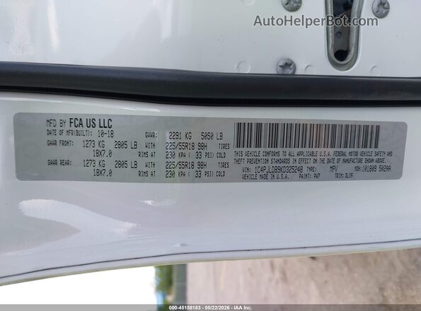 1C4PJLDB9KD325248 2019 JEEP CHEROKEE White Շարժիչի բաժամունքի տեսք