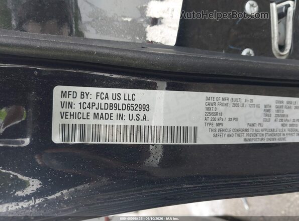 1C4PJLDB9LD652993 2020 JEEP CHEROKEE Black Widok komory silnika