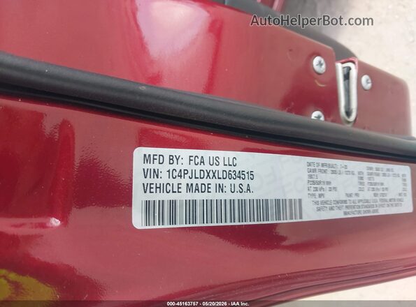 1C4PJLDXXLD634515 2020 JEEP CHEROKEE Burgundy 
