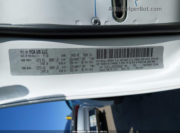 1C4PJLLX7KD262423 2019 JEEP CHEROKEE Белый Вид подкапотного пространства