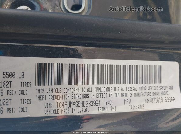 1C4PJMAS9HD233964 2017 JEEP CHEROKEE Black ძრავის განყოფილების ხედი