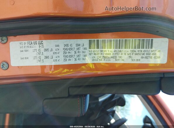 1C4PJMBB8GW144839 2016 JEEP CHEROKEE Orange Вид підкапотного простору
