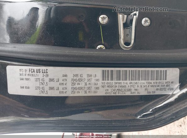 1C4PJMBN2LD616081 2020 JEEP CHEROKEE Black Շարժիչի բաժամունքի տեսք