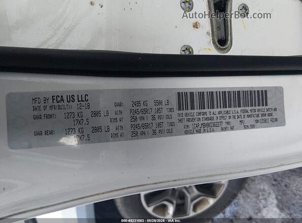 1C4PJMBX8KD362277 2019 JEEP CHEROKEE White 