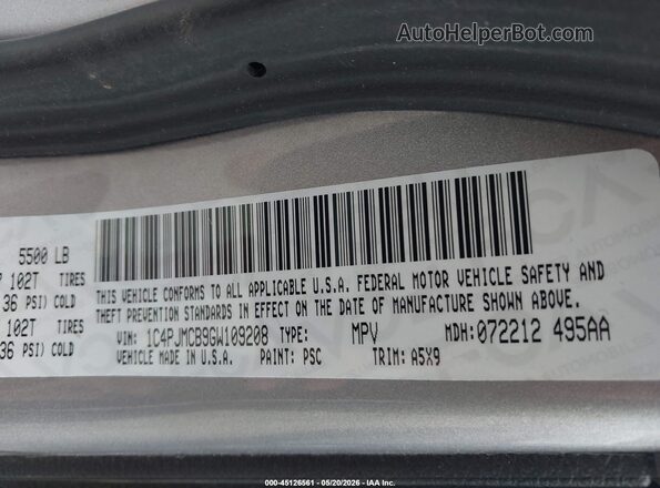 1C4PJMCB9GW109208 2016 JEEP CHEROKEE Silver 