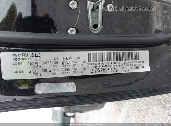 1C4PJMCX8KD334834 2019 JEEP CHEROKEE Black ძრავის განყოფილების ხედი