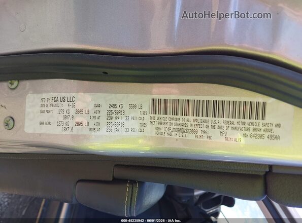 1C4PJMDB0GW322000 2016 JEEP CHEROKEE Gray Engine compartment view
