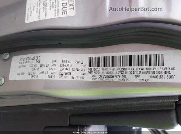 1C4PJMDB9GW267076 2016 JEEP CHEROKEE Silver Вид підкапотного простору