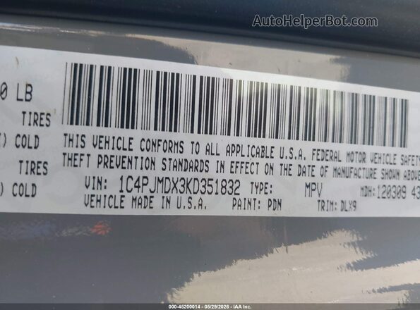1C4PJMDX3KD351832 2019 JEEP CHEROKEE Gray Engine compartment view