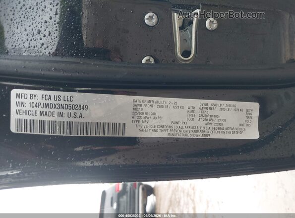 1C4PJMDX3ND502849 2022 JEEP CHEROKEE Black 