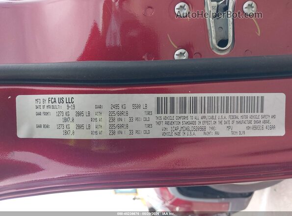 1C4PJMDX6LD520968 2020 JEEP CHEROKEE Burgundy 