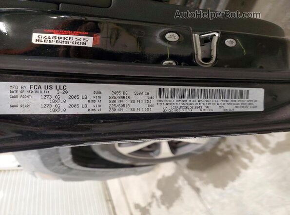 1C4PJMDX6LD618043 2020 JEEP CHEROKEE Black VIN sticker view