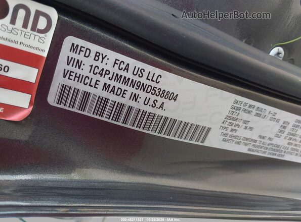 1C4PJMMN9ND538804 2022 JEEP CHEROKEE Серый Вид подкапотного пространства