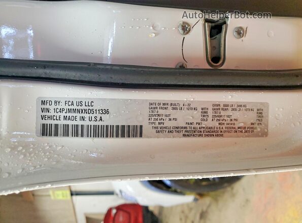 1C4PJMMNXND511336 2022 JEEP CHEROKEE White 