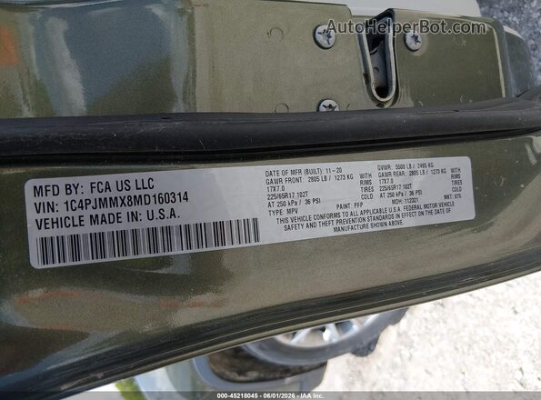 1C4PJMMX8MD160314 2021 JEEP CHEROKEE Green Engine compartment view