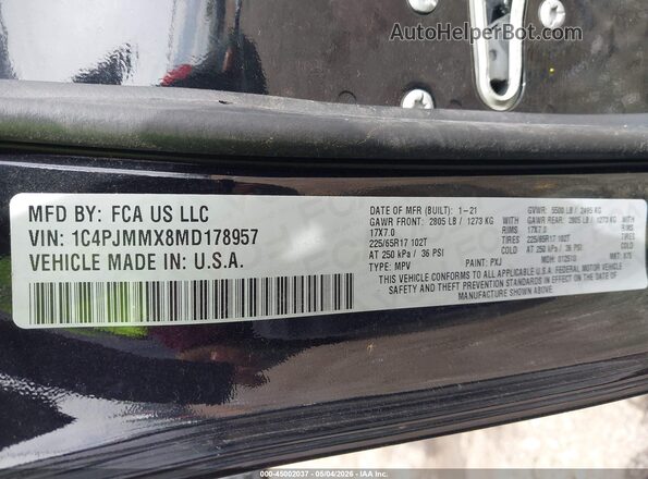 1C4PJMMX8MD178957 2021 JEEP CHEROKEE Black 