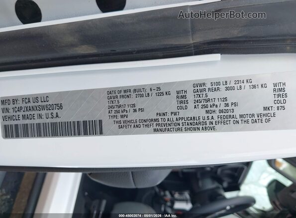 1C4PJXANXSW620756 2025 JEEP WRANGLER White Շարժիչի բաժամունքի տեսք