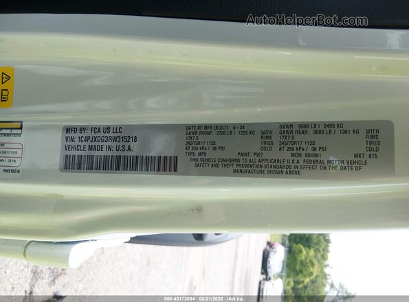 1C4PJXDG3RW315218 2024 JEEP WRANGLER White Engine compartment view