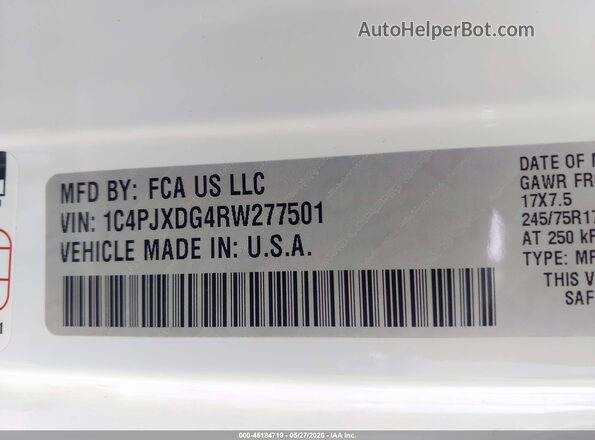 1C4PJXDG4RW277501 2024 JEEP WRANGLER White Vista del compartimento del motor