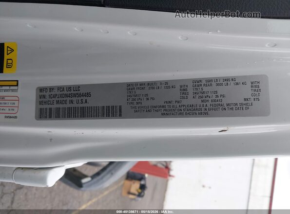 1C4PJXDN4SW564485 2025 JEEP WRANGLER White ძრავის განყოფილების ხედი