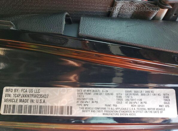 1C4PJXKN7RW235437 2024 JEEP WRANGLER Black Vista de la etiqueta del VIN