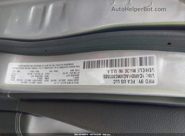 1C4RDHAGXMC803585 2021 DODGE DURANGO Silver Vista del compartimento del motor
