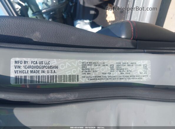 1C4RDHDG0PC685496 2023 DODGE DURANGO Серый Вид подкапотного пространства