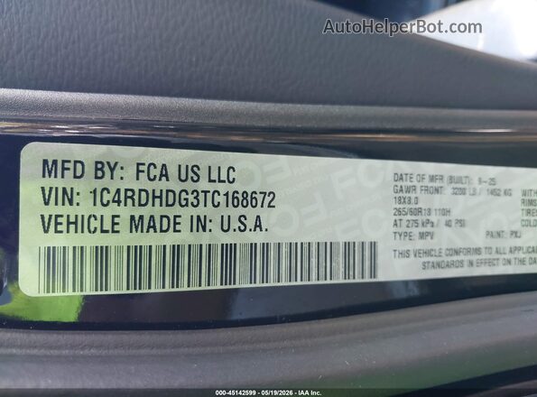 1C4RDHDG3TC168672 2026 DODGE DURANGO Black Vista del compartimento del motor