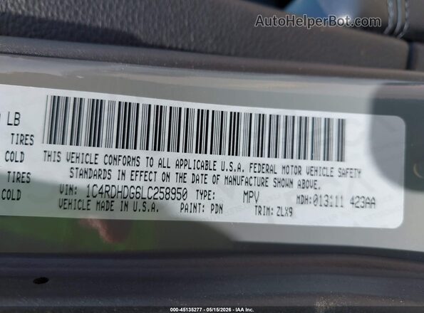 1C4RDHDG6LC258950 2020 DODGE DURANGO Gray Вид підкапотного простору