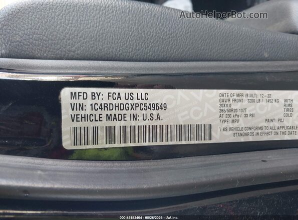 1C4RDHDGXPC549649 2023 DODGE DURANGO Black Շարժիչի բաժամունքի տեսք