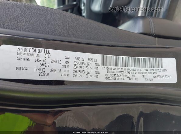 1C4RDJDG0HC830285 2017 DODGE DURANGO Black Vista del compartimento del motor