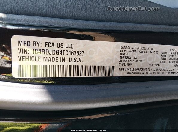1C4RDJDG4TC163827 2026 DODGE DURANGO Black 
