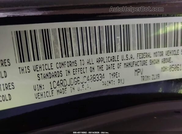 1C4RDJDG6JC408334 2018 DODGE DURANGO Black Widok komory silnika